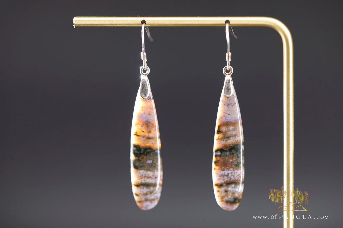 Ocean Jasper Drop earrings - Sterling Silver || JF1328
