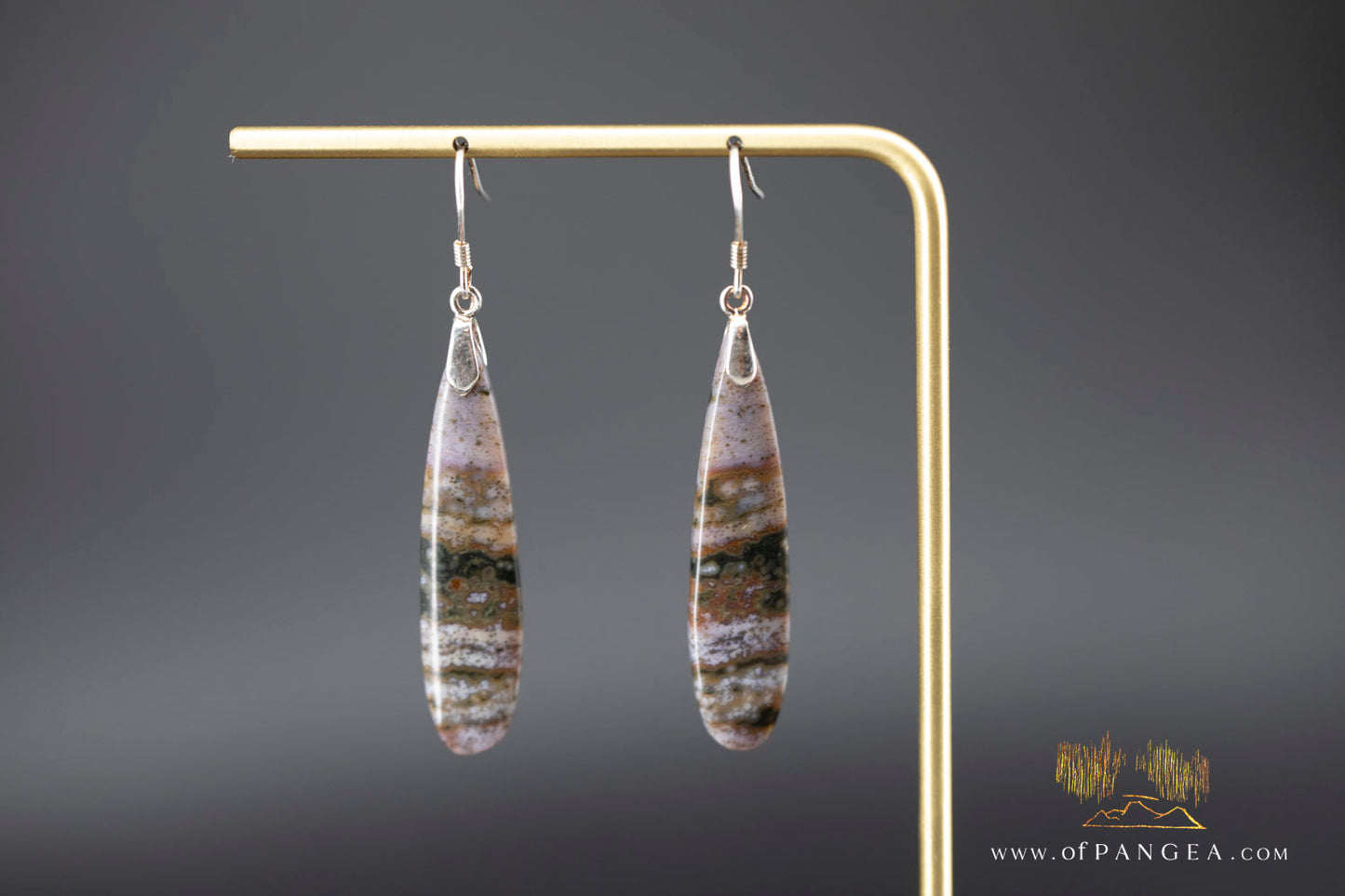 Ocean Jasper Drop earrings - Sterling Silver || JF1328