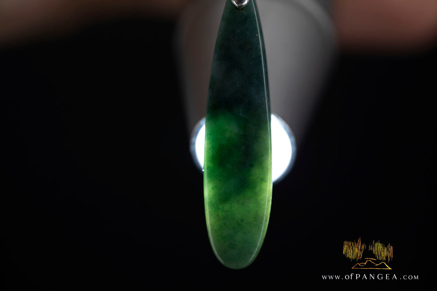 Green Mountain Chinese Jade Teardrop Necklace - Italian Sterling Silver || JF1339