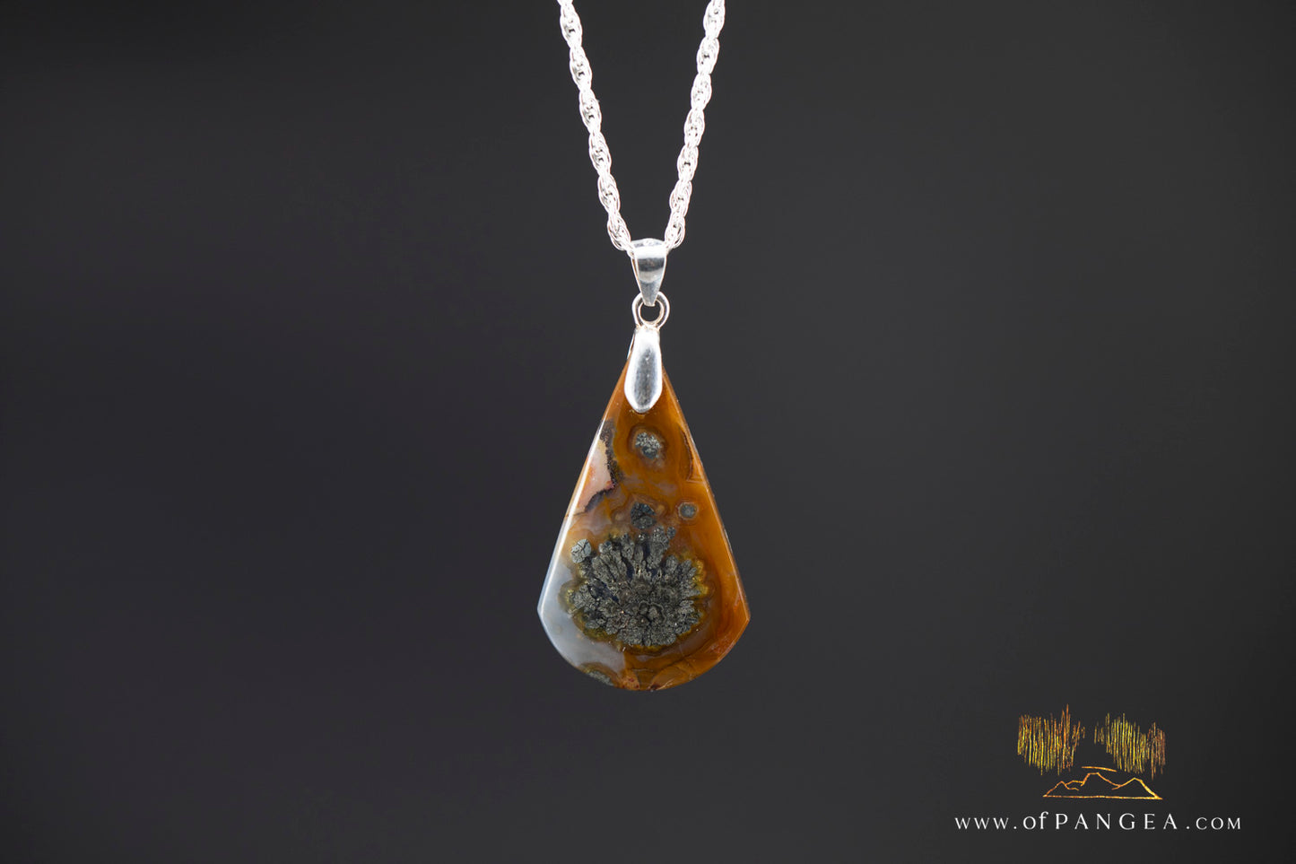 Marcasite Agate Pendant - Italian Sterling Silver || JF1343