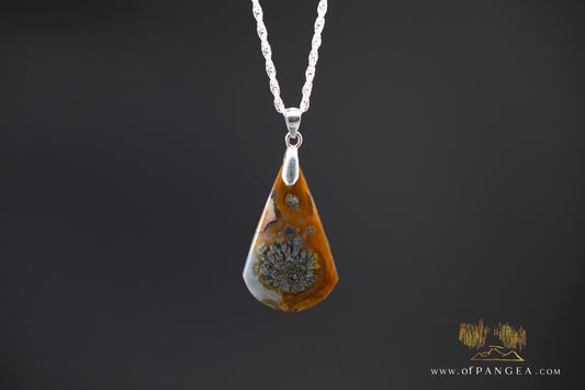 Marcasite Agate Pendant - Italian Sterling Silver || JF1343