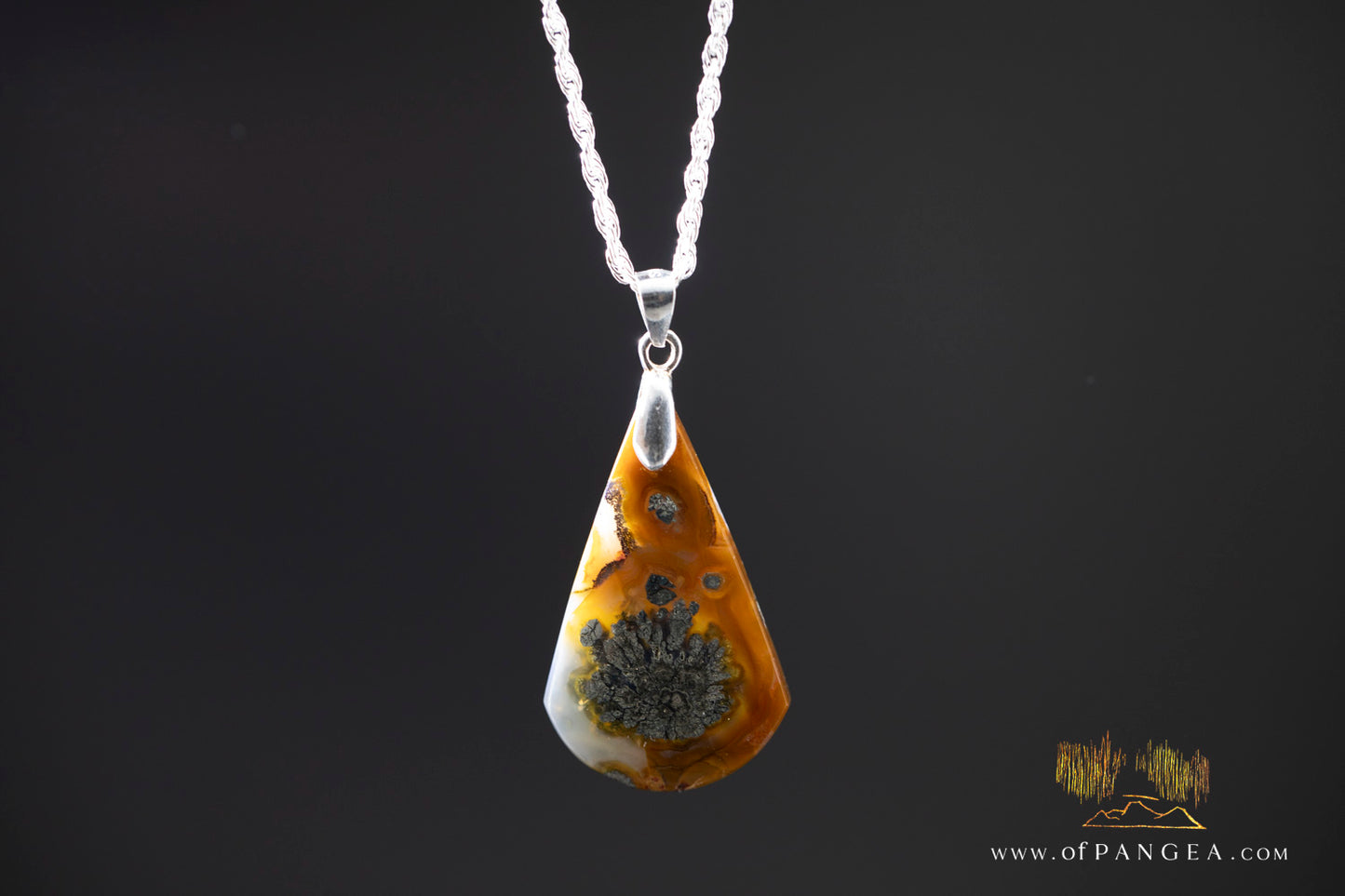 Marcasite Agate Pendant - Italian Sterling Silver || JF1343