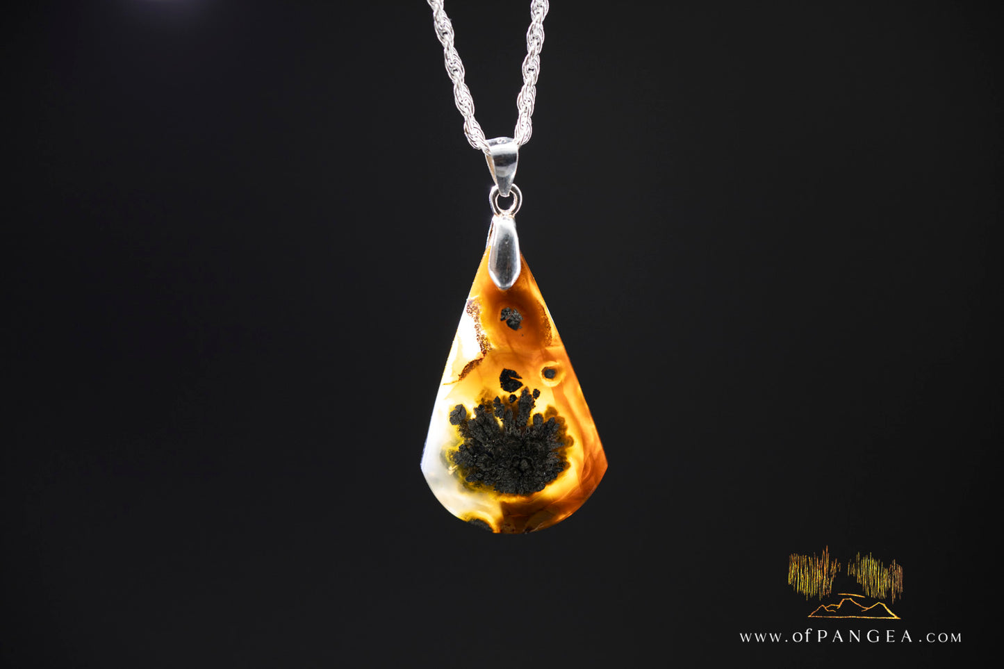 Marcasite Agate Pendant - Italian Sterling Silver || JF1343