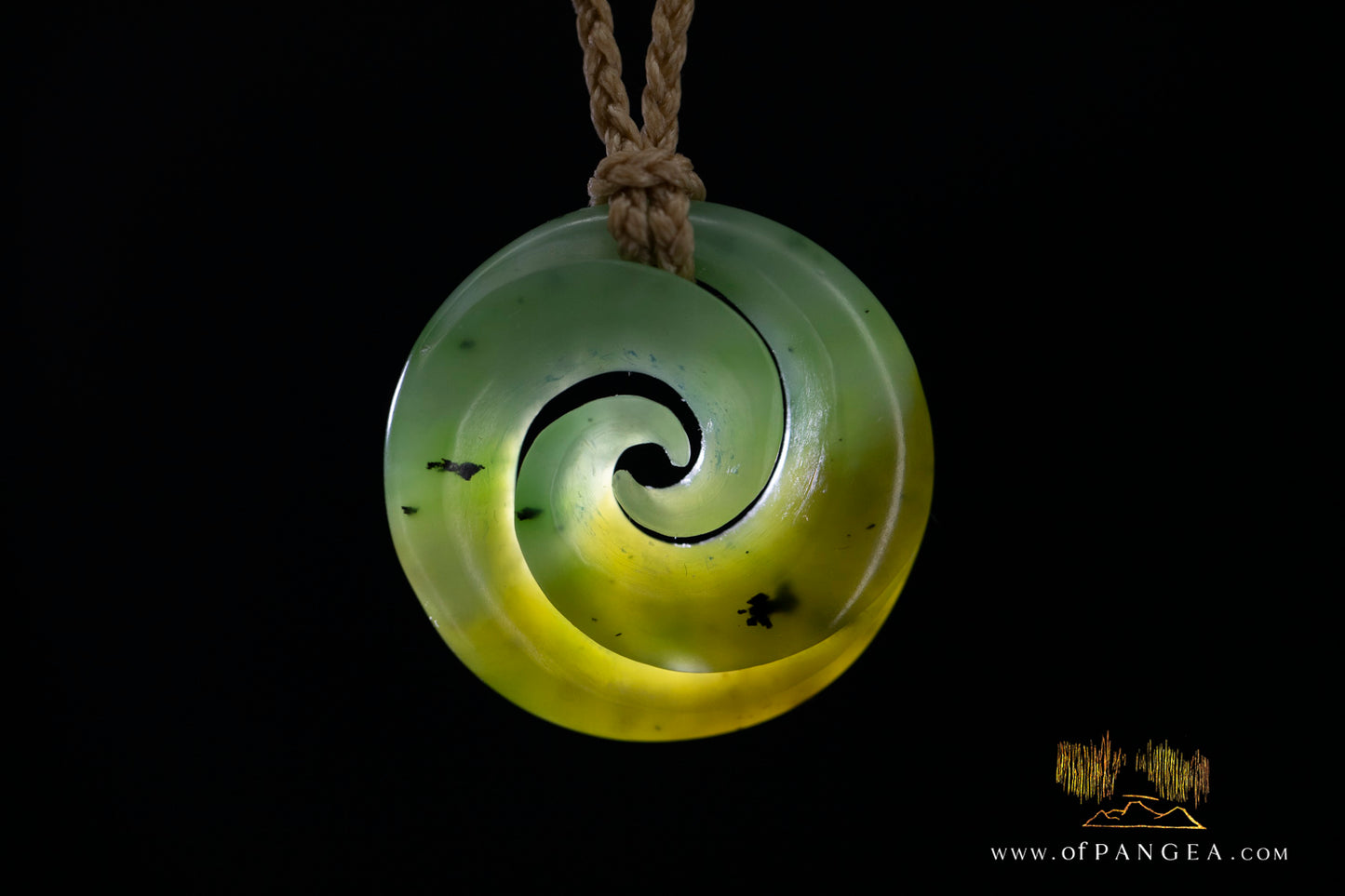 Double Koru - Siberian Nephrite Jade Necklace  || JF1366