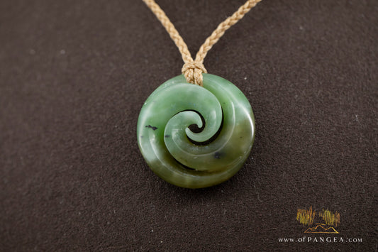 Double Koru - Siberian Nephrite Jade Necklace  || JF1366
