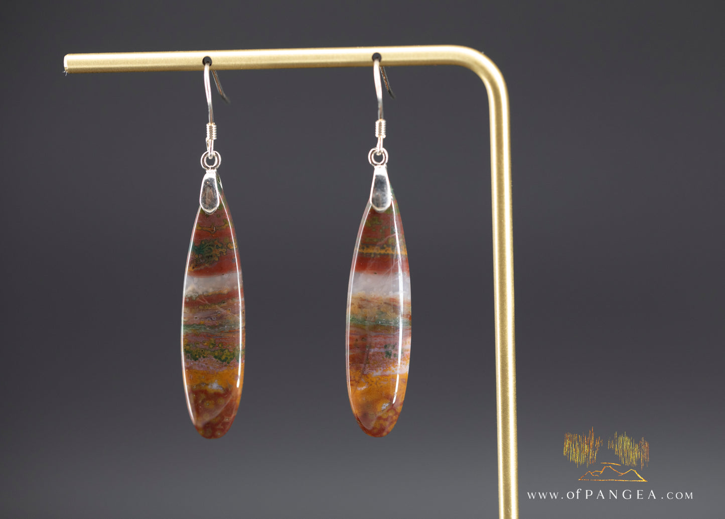 Ocean Jasper Drop earrings - Sterling Silver || JF1370