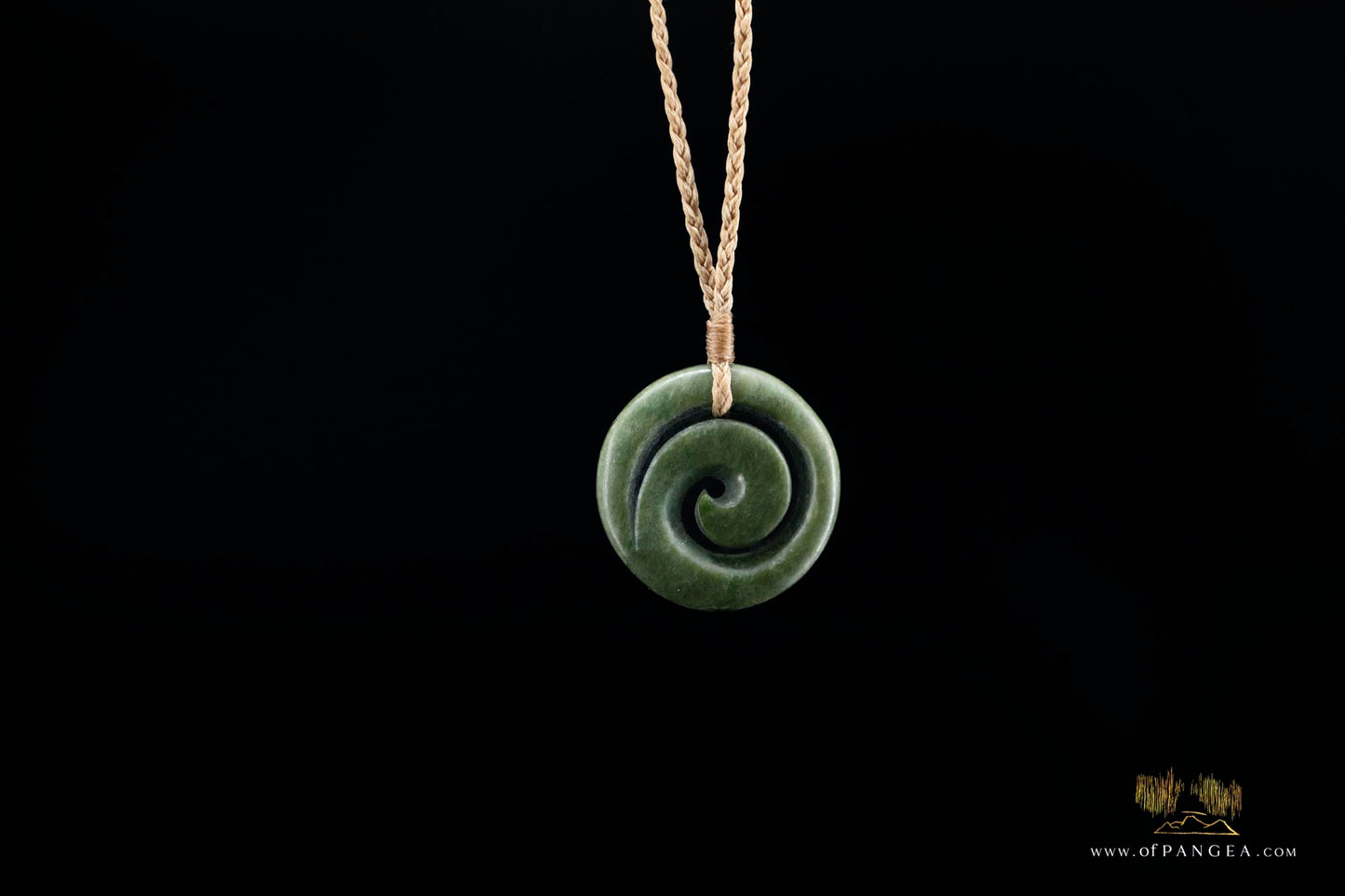 Koru spiral pendant carved from Kawakawa Pounamu Nephrite Jade || JF139