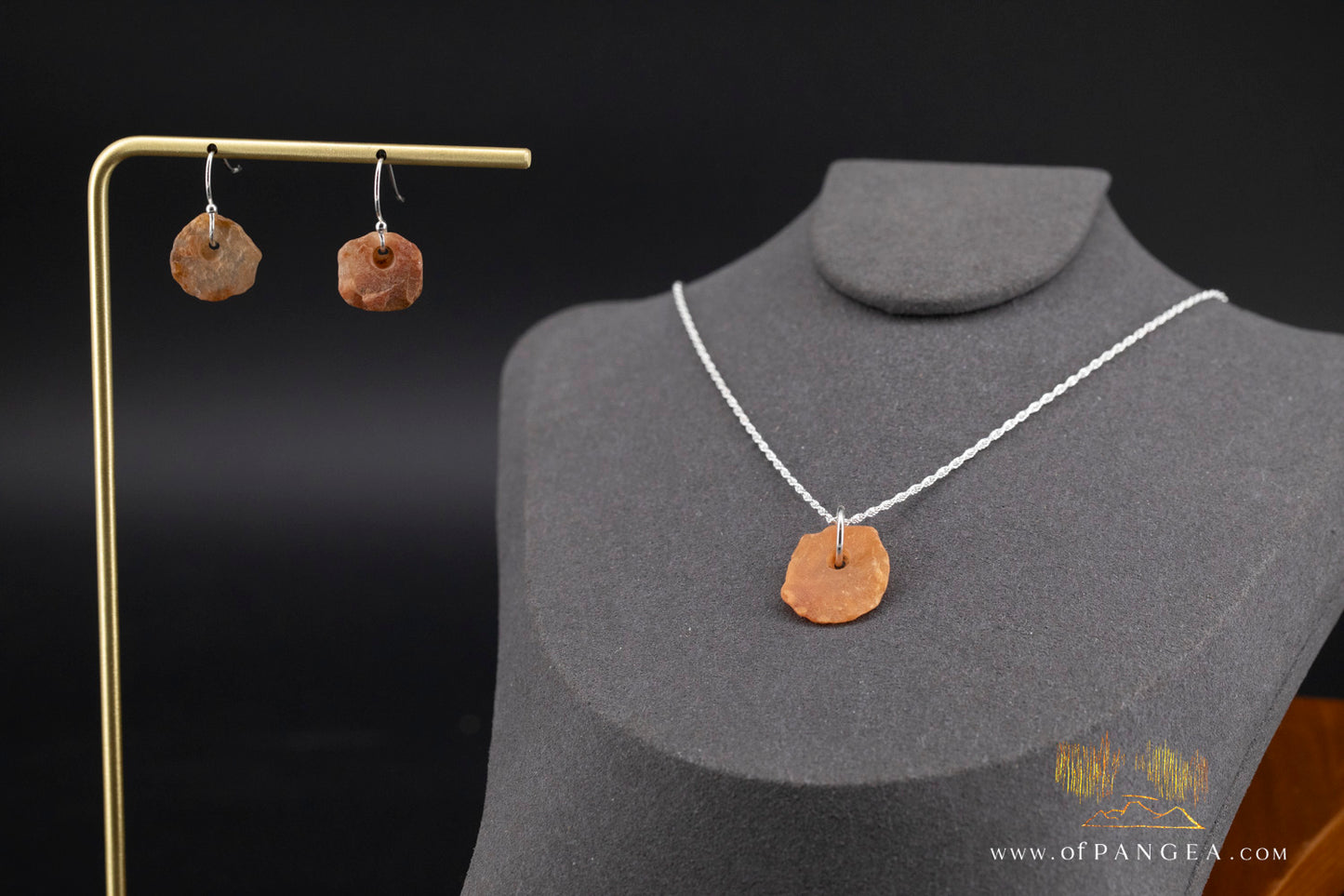 Neolithic beads necklace and earring set - 4,000 - 7,000 years old || Sahara Desert || Sterling silver || JF1406