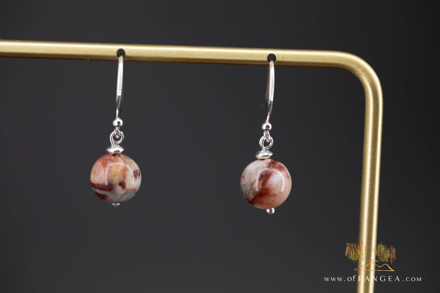 Lacey Agate bead earrings - sterling silver  || JF1447