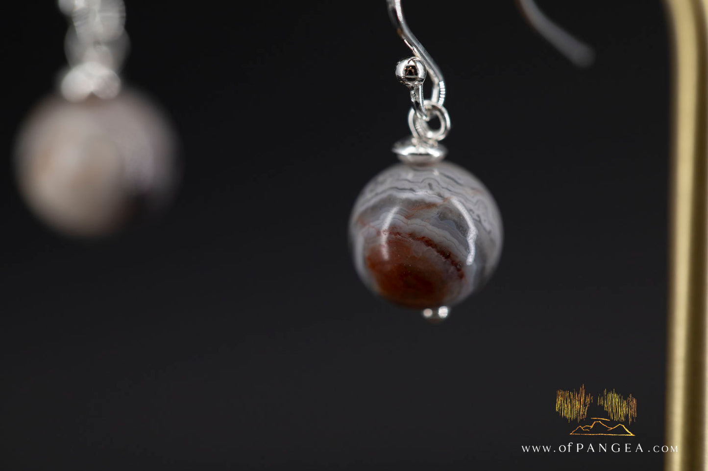 Lacey Agate bead earrings - sterling silver  || JF1448