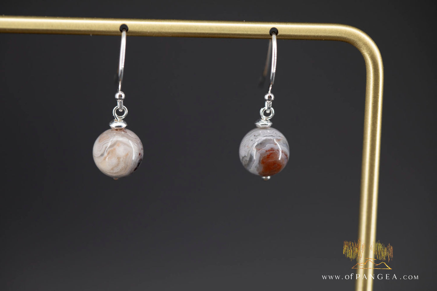 Lacey Agate bead earrings - sterling silver  || JF1448