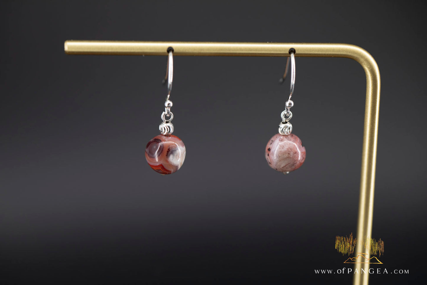 Lacey Agate bead earrings - sterling silver  || JF1449