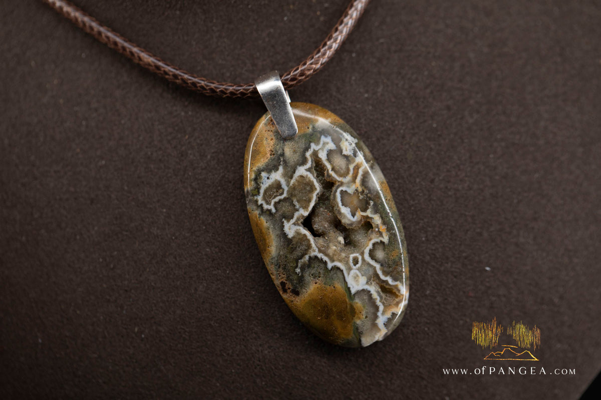 Ocean Jasper Statement Necklace - Italian leather cord || JF1507