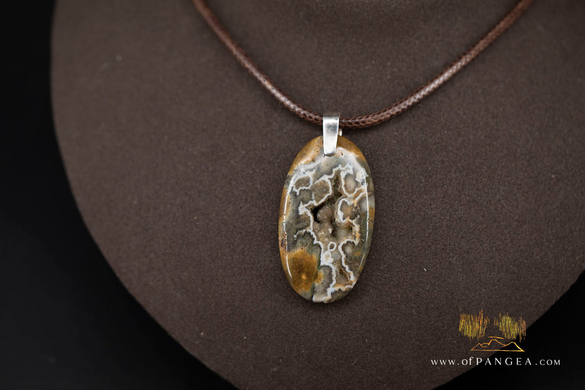 Ocean Jasper Statement Necklace - Italian leather cord || JF1507