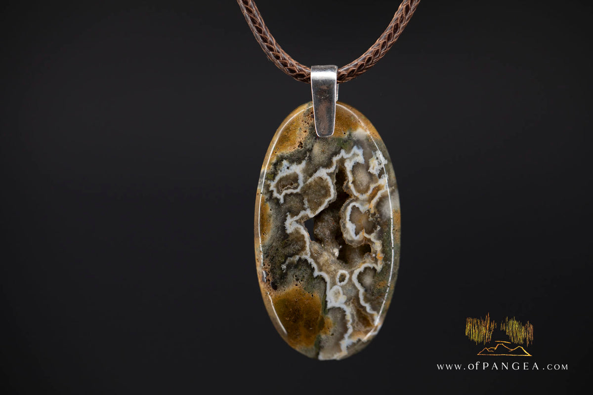 Ocean Jasper Statement Necklace - Italian leather cord || JF1507