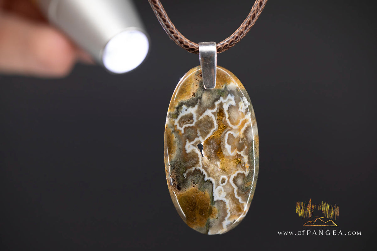 Ocean Jasper Statement Necklace - Italian leather cord || JF1507