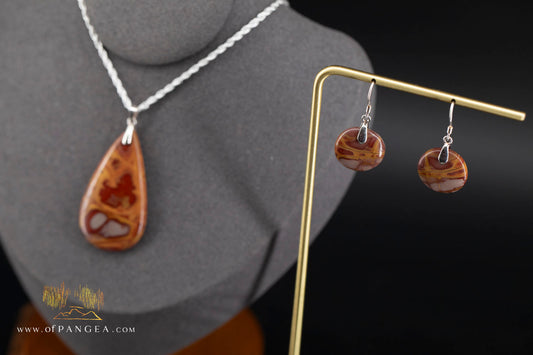 Noreena Jasper Discus - Earrings - Italian Sterling Silver || JF1521