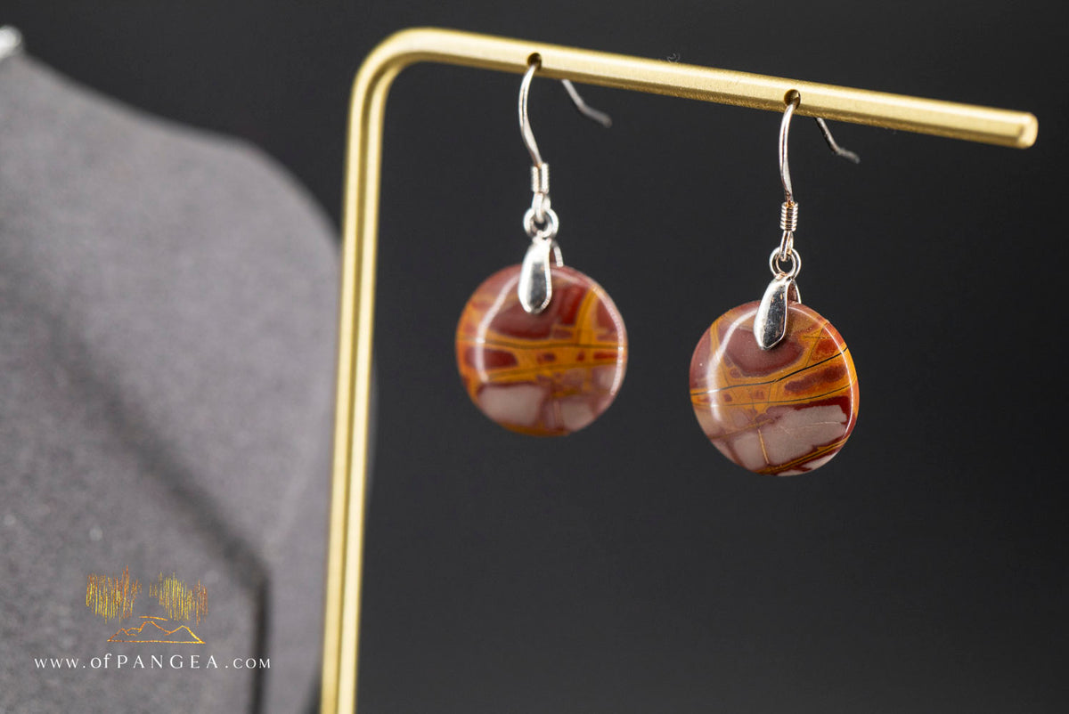 Noreena Jasper Discus - Earrings - Italian Sterling Silver || JF1521
