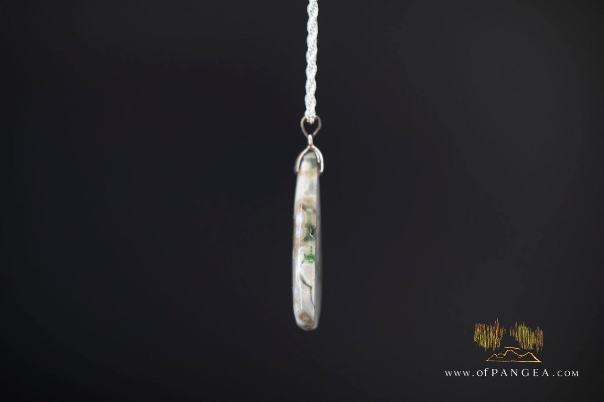Ocean Jasper Teardrop Necklace - Italian Sterling Silver Rope Chain || JF1550