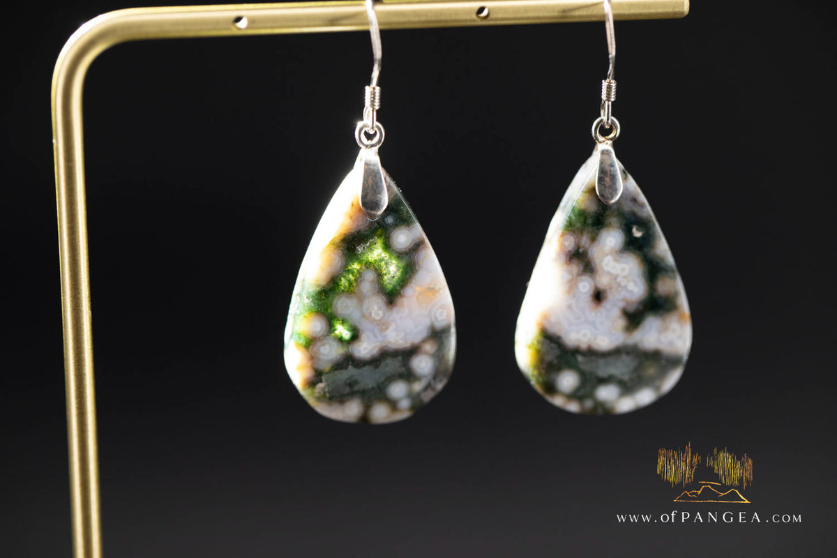 Ocean Jasper Drop earrings - Sterling Silver || JF1605