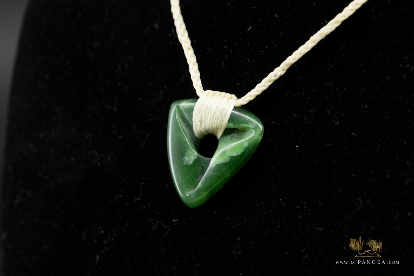 Möbius Strip pendant carved from kahurangi pounamu - nephrite jade - white cord necklace