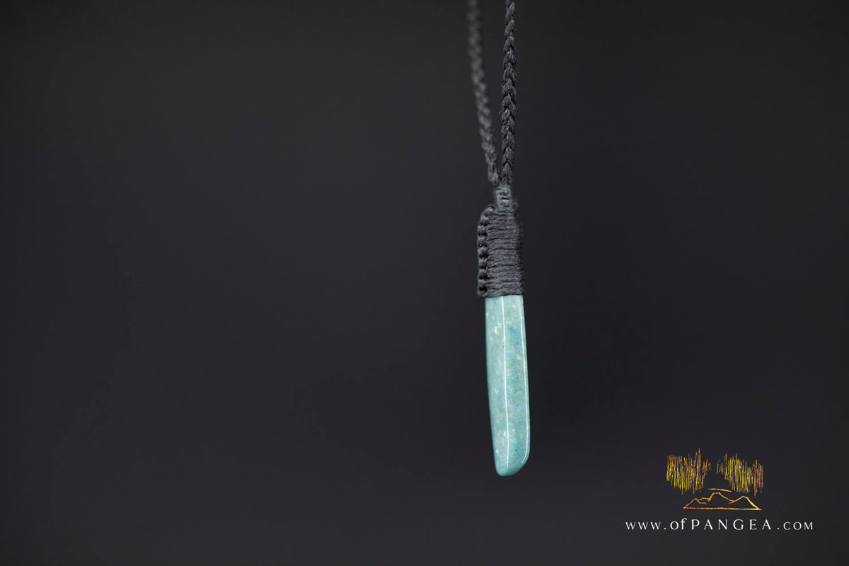 Green Mountain Chinese Jade Teardrop Necklace - woven cord || JF1650