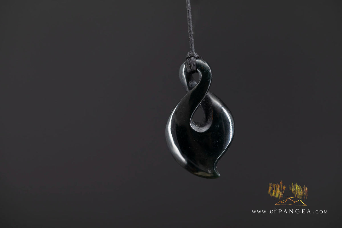 Pikorua Twist - Australian Black Nephrite Jade - High Polish - Necklace || JF1763