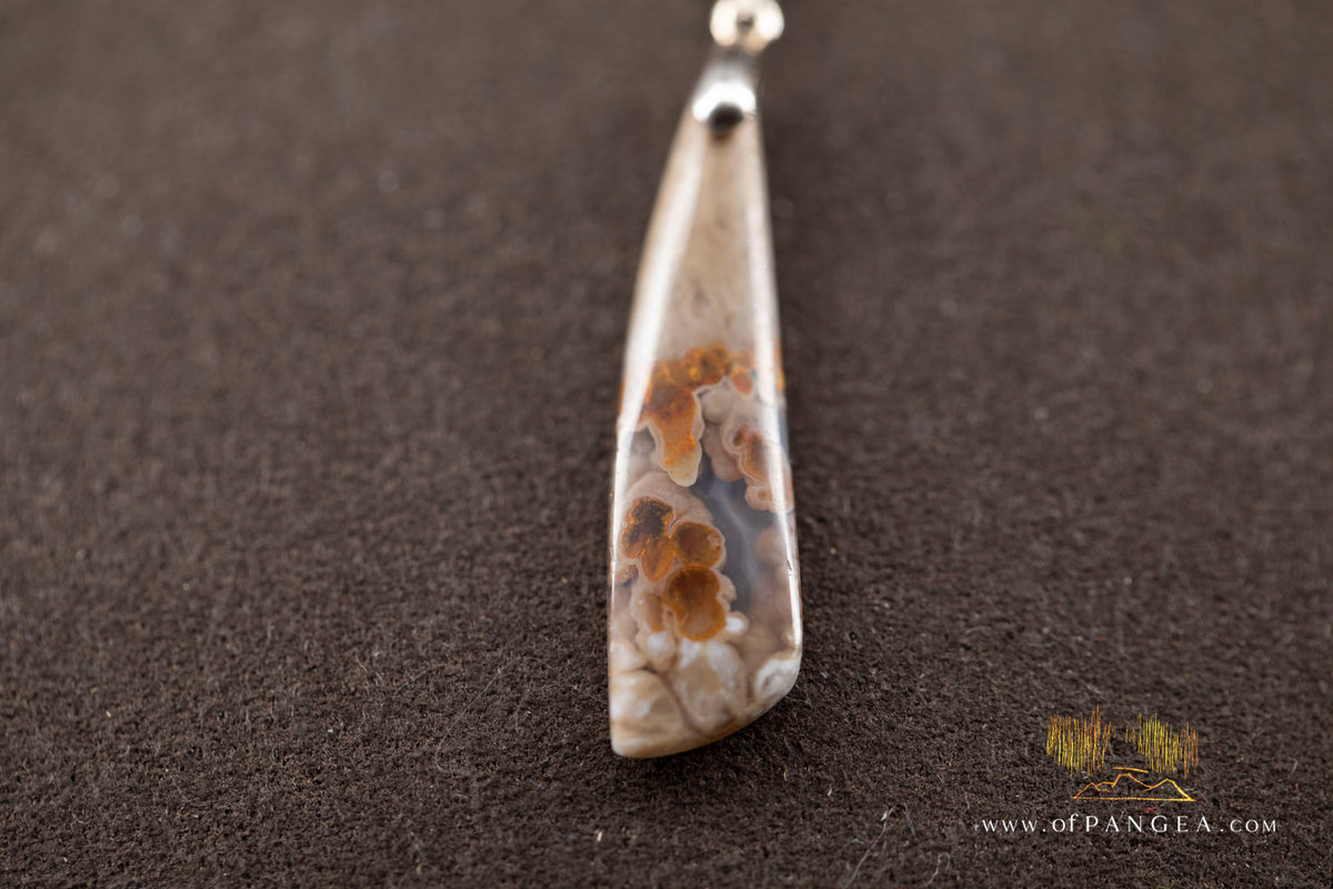 Petrified Wood Drop Pendant & 18inch Italian .925 sterling silver box chain || JF1780