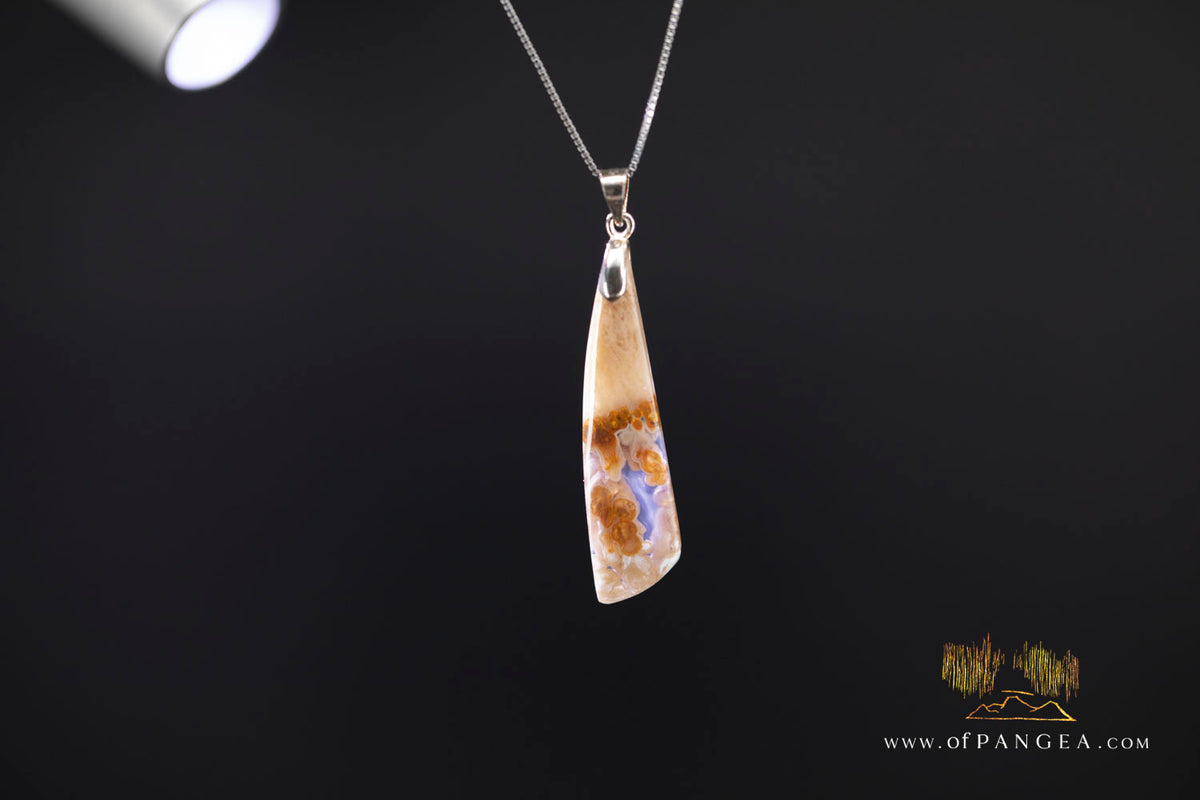 Petrified Wood Drop Pendant & 18inch Italian .925 sterling silver box chain || JF1780