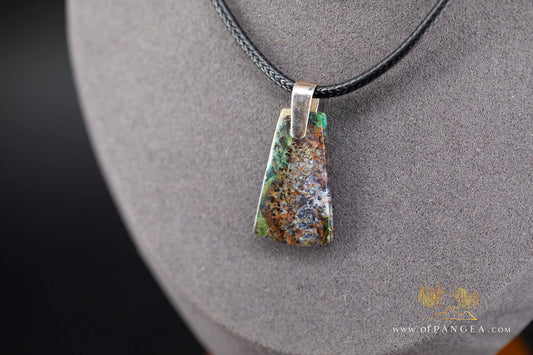 Plume Agate Toki (Adze) Pendant - Italian Leather and Sterling Silver - Necklace || JF1791