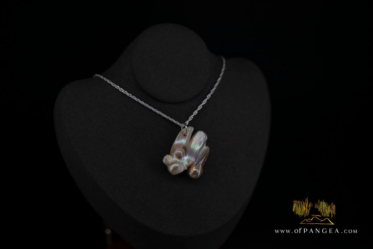 Angel Wing Blister Pearl Pendant and Necklace - Italian Sterling Silver rope chain || JF1822