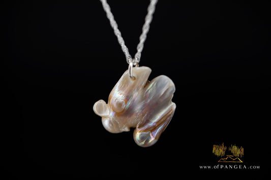 Angel Wing Blister Pearl Pendant and Necklace - Italian Sterling Silver rope chain || JF1822