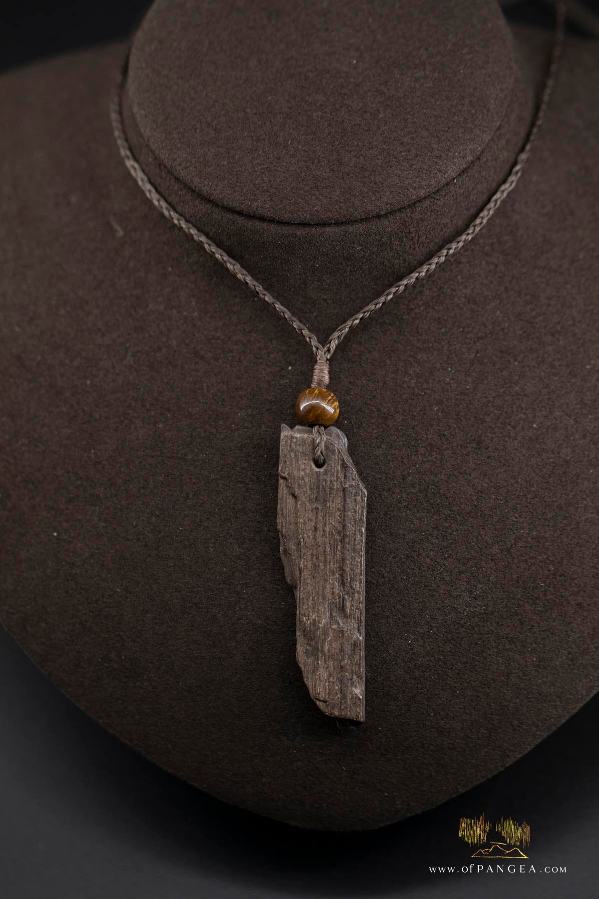 Woolly Mammoth Tusk Pendant - Tiger's Eye Beads - Necklace || JF184