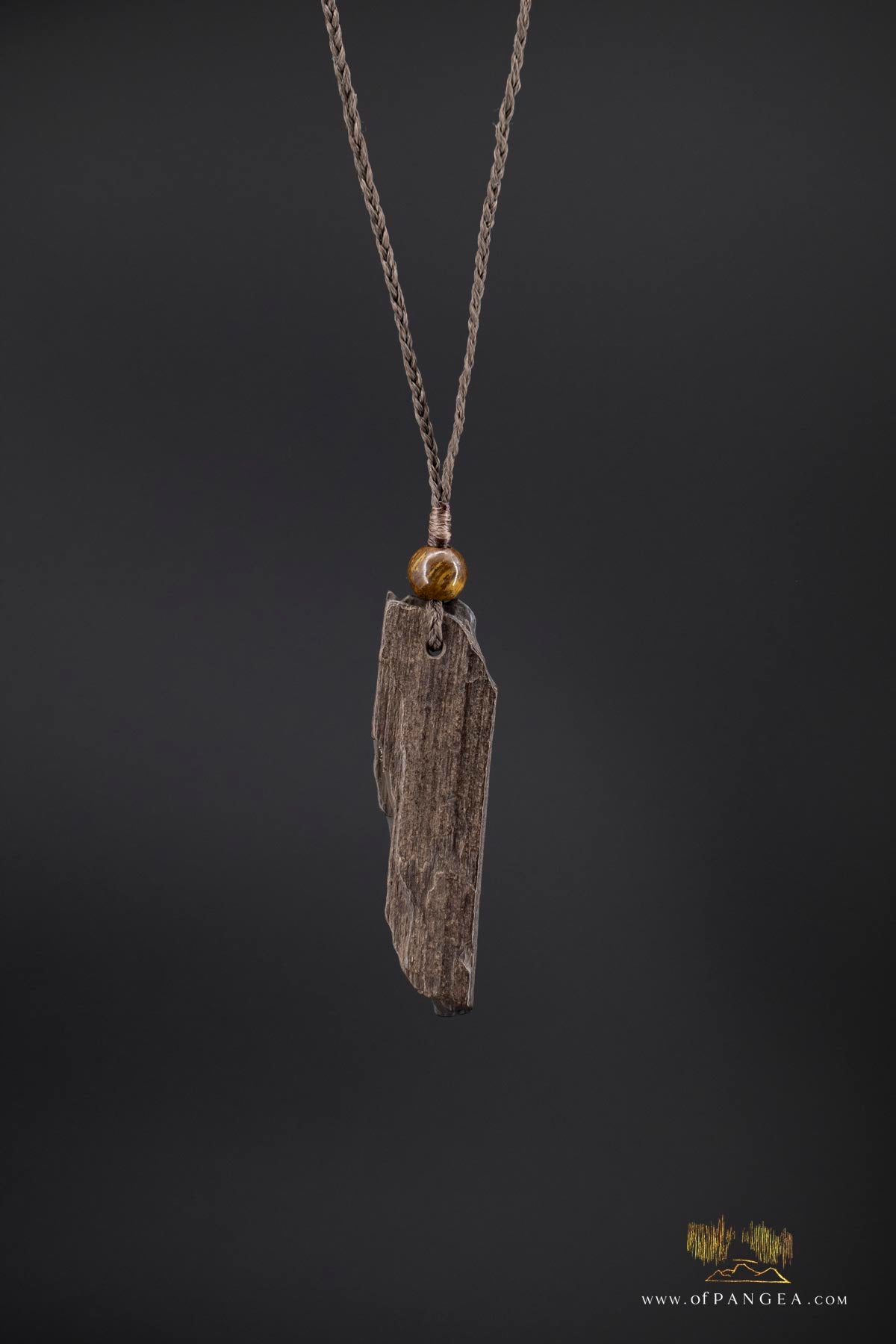 Woolly Mammoth Tusk Pendant - Tiger's Eye Beads - Necklace || JF184