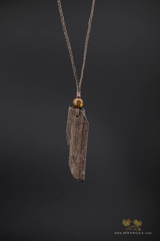 Woolly Mammoth Tusk Pendant - Tiger's Eye Beads - Necklace || JF184