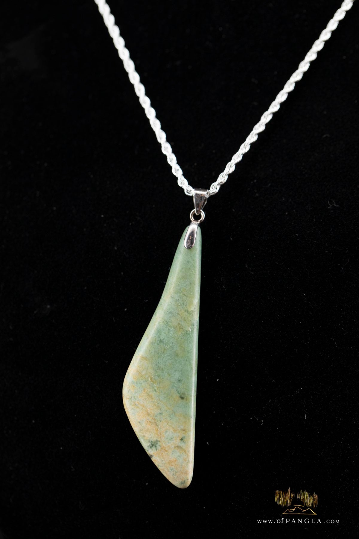 Drop necklace - Putiputi Pounamu Nephrite Jade - New Zealand - Italian sterling silver rope chain || JF187