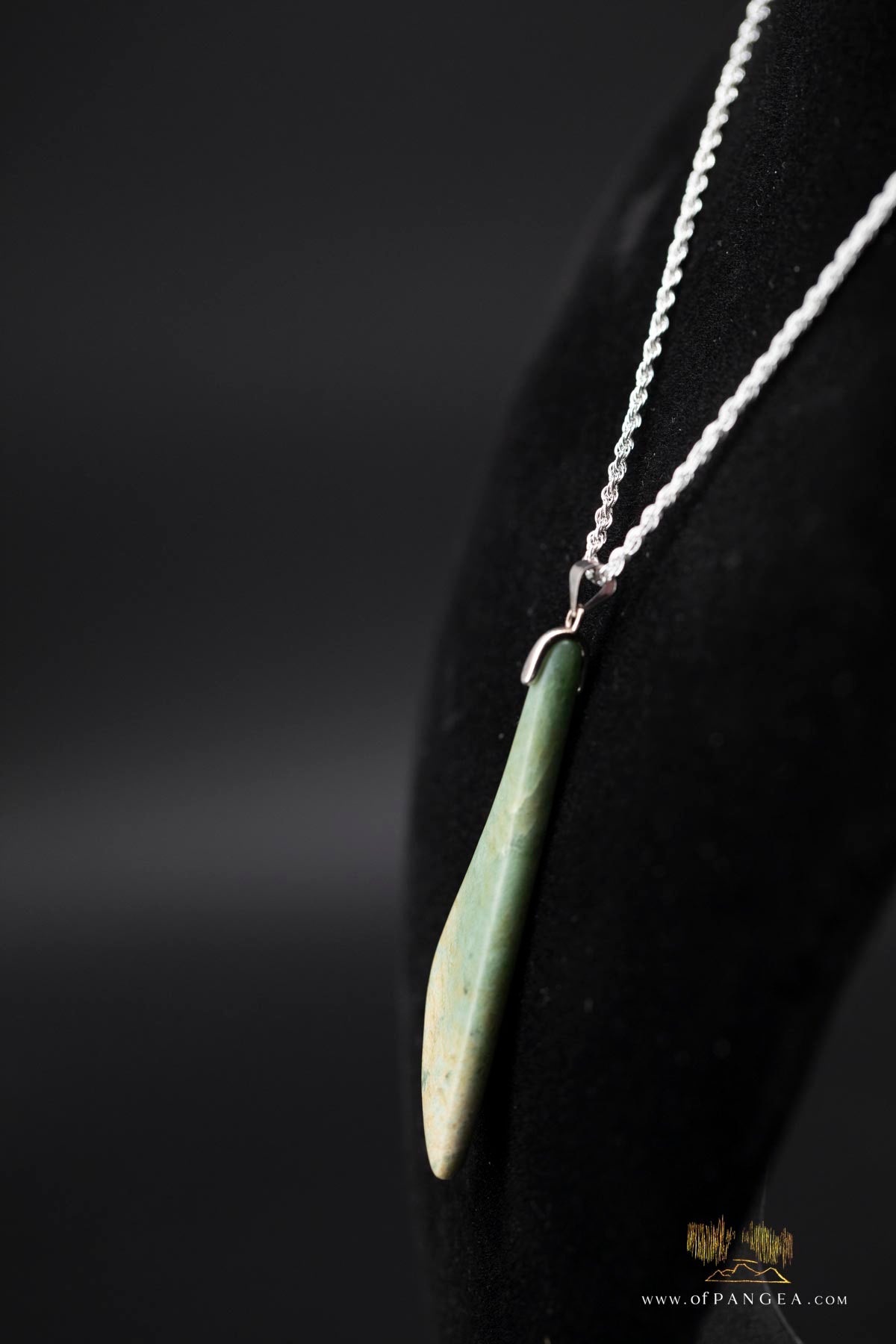 Drop necklace - Putiputi Pounamu Nephrite Jade - New Zealand - Italian sterling silver rope chain || JF187
