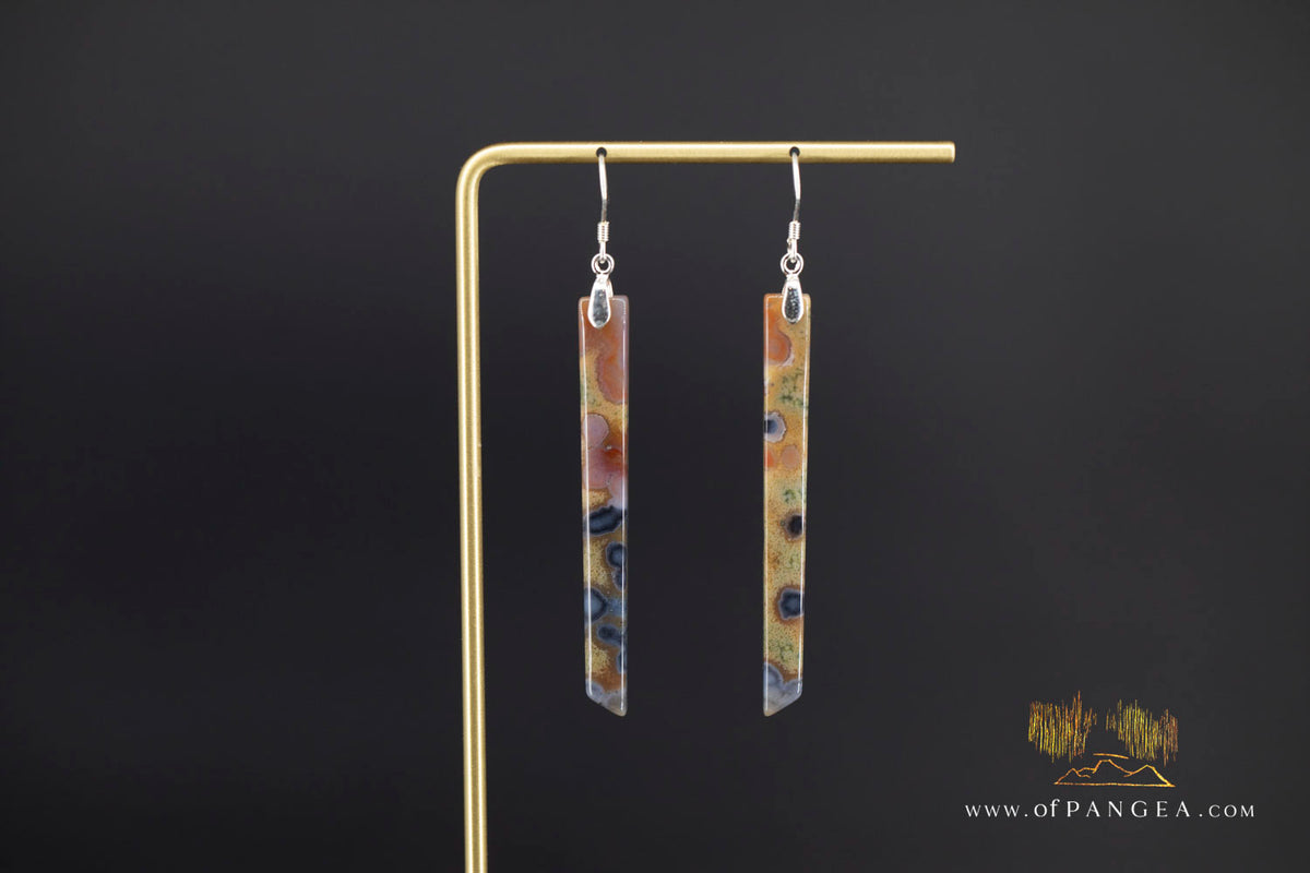 Ocean Jasper Pillar earrings - Sterling Silver || JF1901