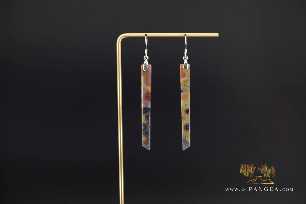 Ocean Jasper Pillar earrings - Sterling Silver || JF1901