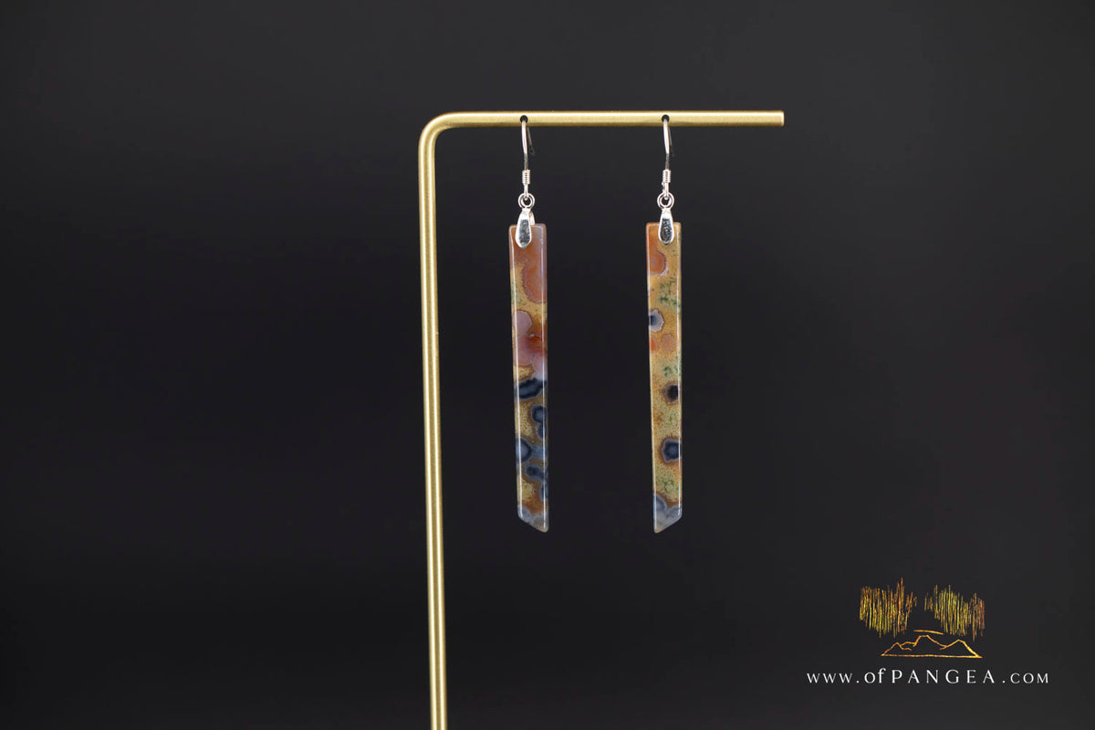 Ocean Jasper Pillar earrings - Sterling Silver || JF1901