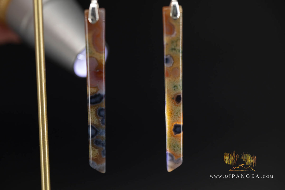 Ocean Jasper Pillar earrings - Sterling Silver || JF1901