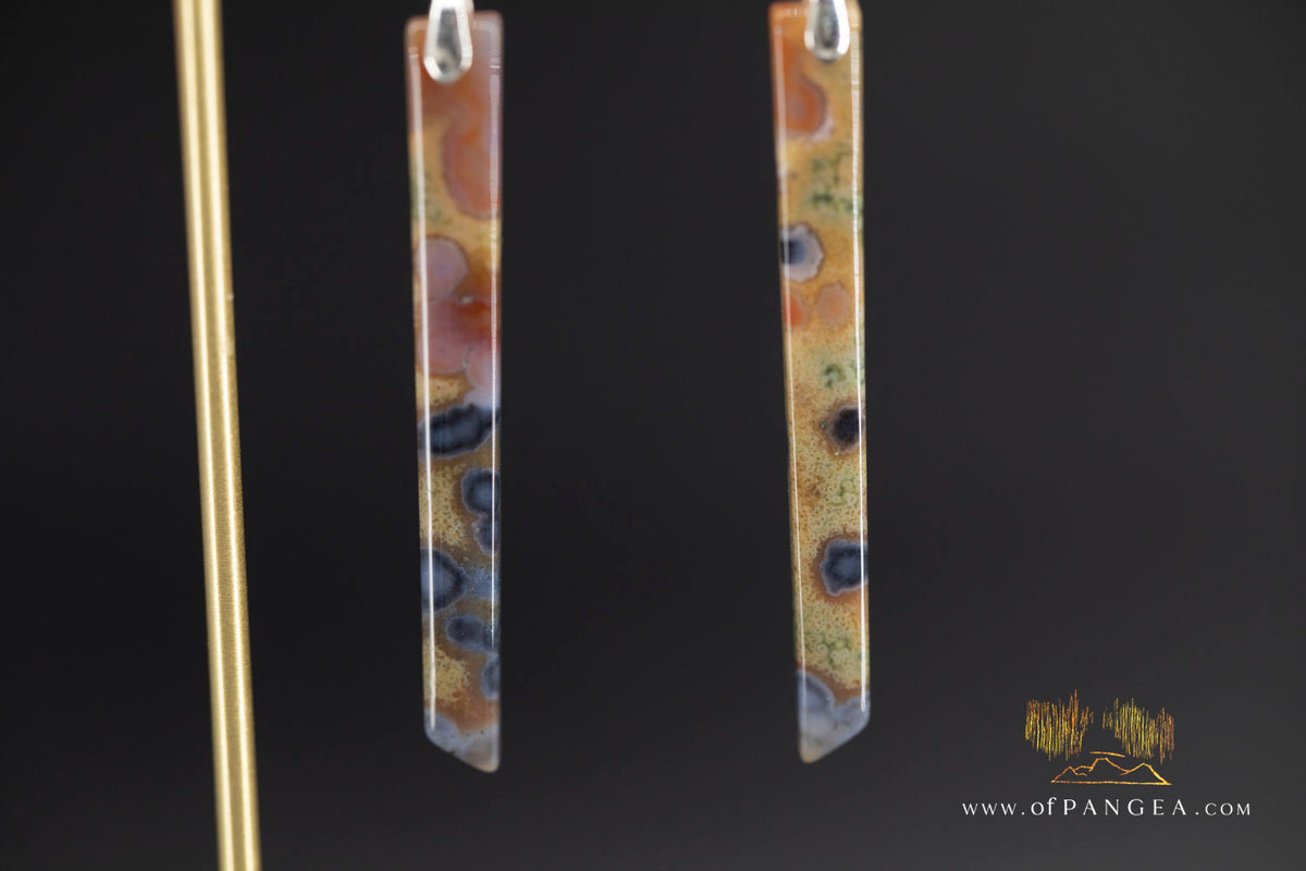 Ocean Jasper Pillar earrings - Sterling Silver || JF1901