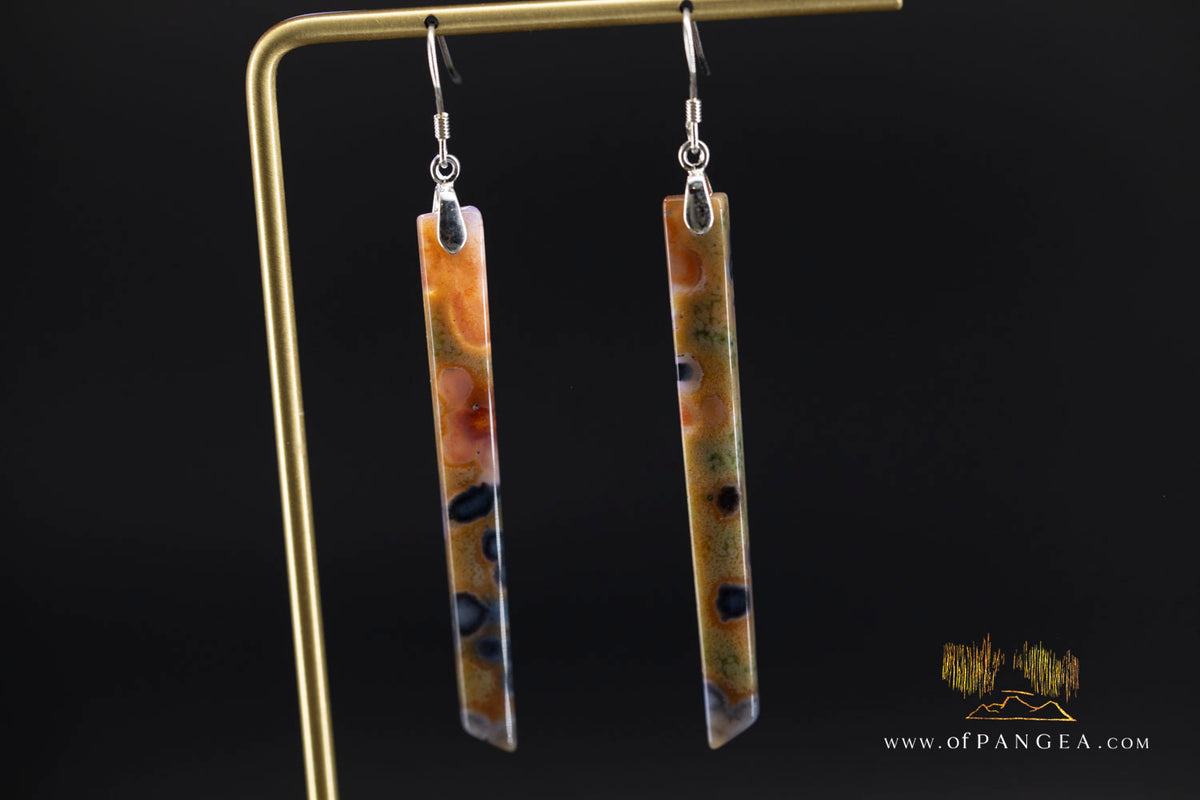 Ocean Jasper Pillar earrings - Sterling Silver || JF1901