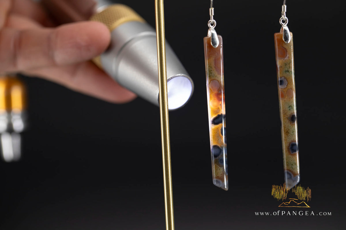 Ocean Jasper Pillar earrings - Sterling Silver || JF1901