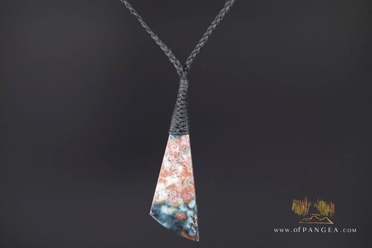 Chrysocolla Bacan - Petrified Wood Drop - top binding - Necklace || JF2056