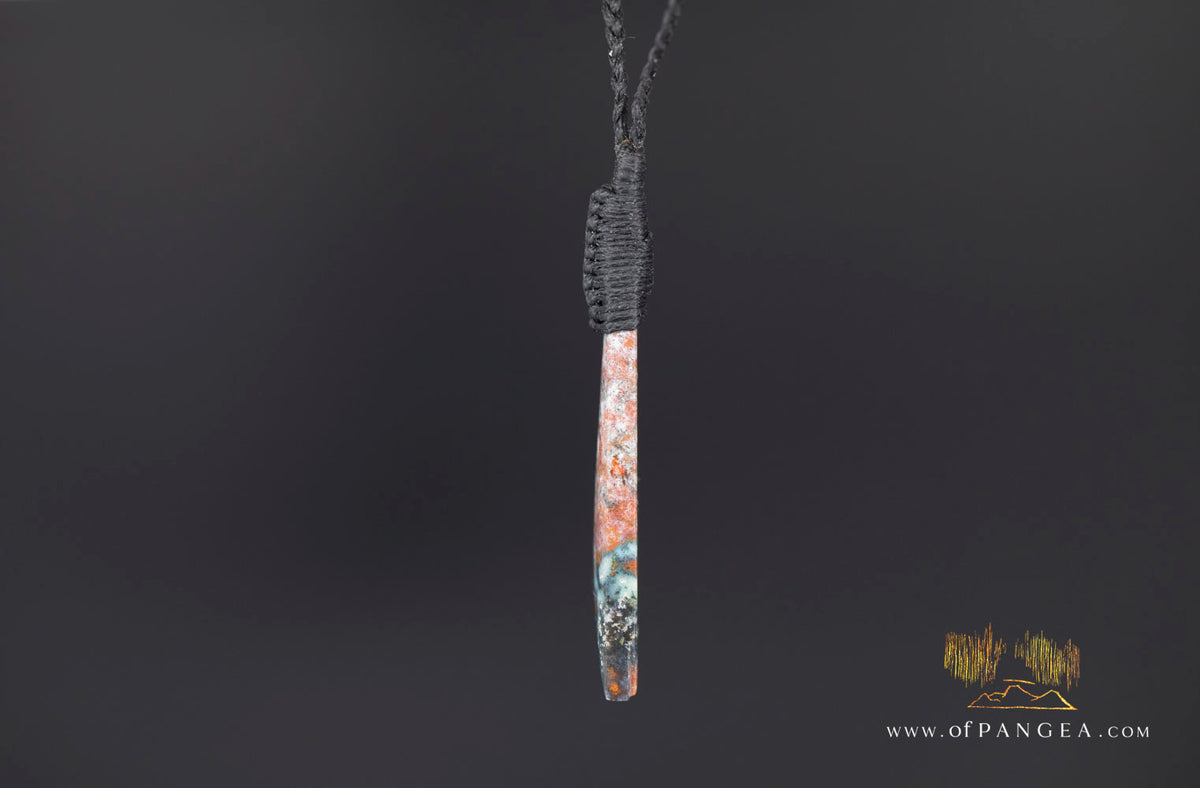 Chrysocolla Bacan - Petrified Wood Drop - top binding - Necklace || JF2056