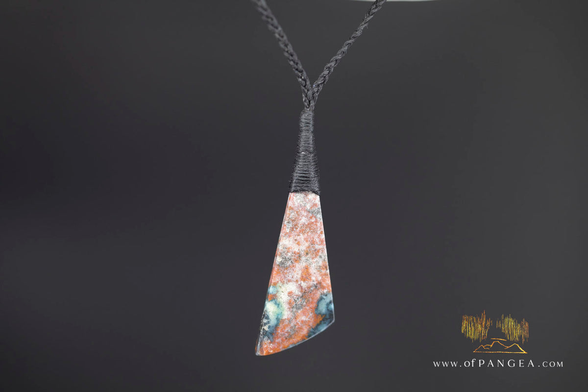 Chrysocolla Bacan - Petrified Wood Drop - top binding - Necklace || JF2056