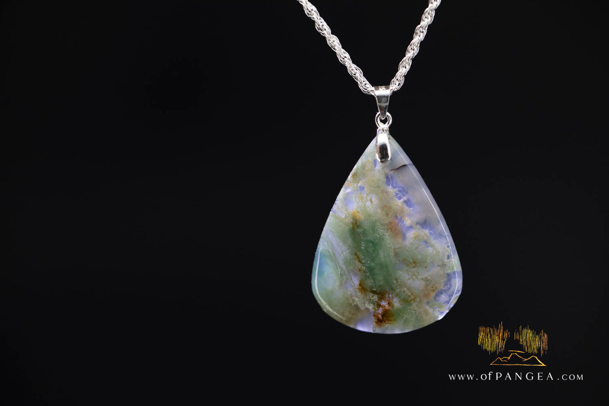 Moss Agate Pendant - Necklace || JF2060