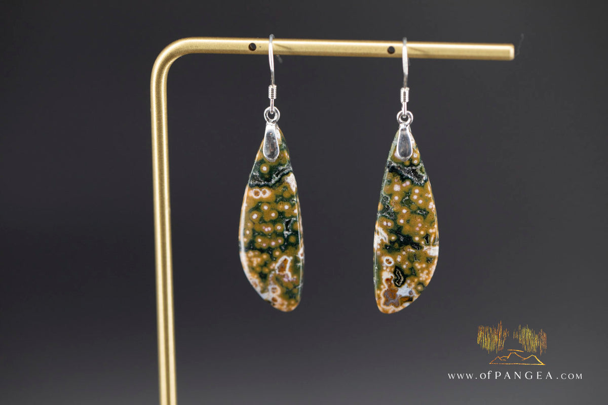 Ocean Jasper Drop earrings - Sterling Silver || JF2077