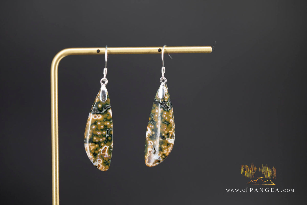 Ocean Jasper Drop earrings - Sterling Silver || JF2077
